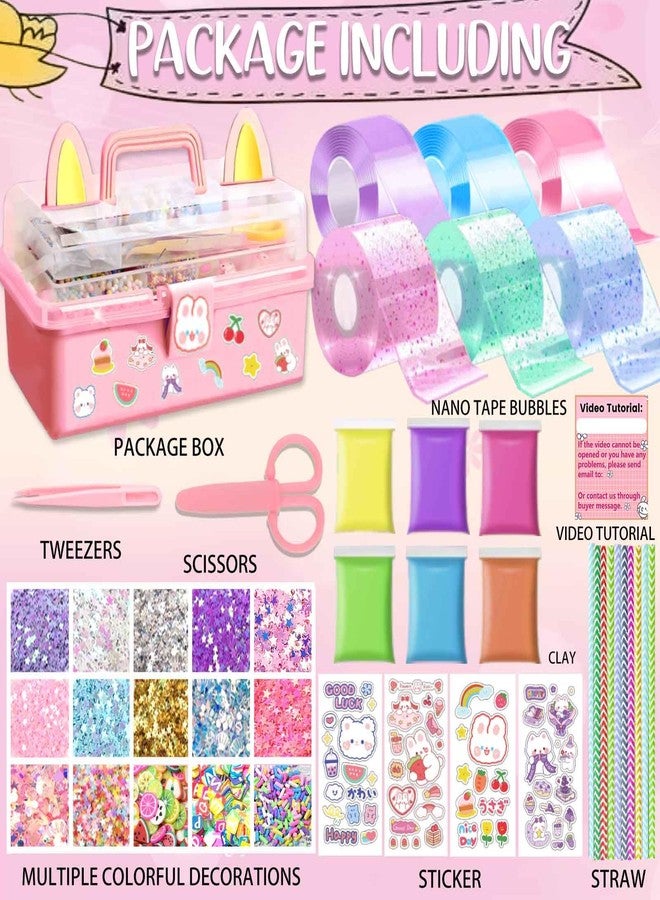 BENWIL 6 PCS Nano Tape Bubble Bubbles Kit for Kids with Box, Squishy Maker Making Kit, Birthday Gifts for 4 5 6 7 8 9 10 Year Old Girls Girl, Kids Toys for Girls 4-6 6-8 8-10 10-12 - Image 2